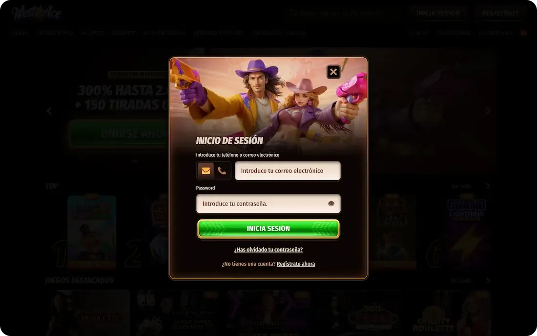 iniciar sesión en el casino westace con correo electronico